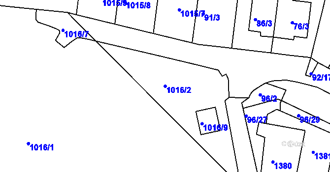 Parcela st. 1016/2 v KÚ Kohoutovice, Katastrální mapa