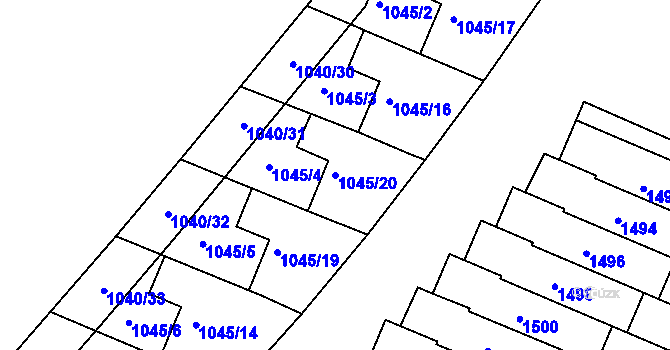 Parcela st. 1045/20 v KÚ Kohoutovice, Katastrální mapa