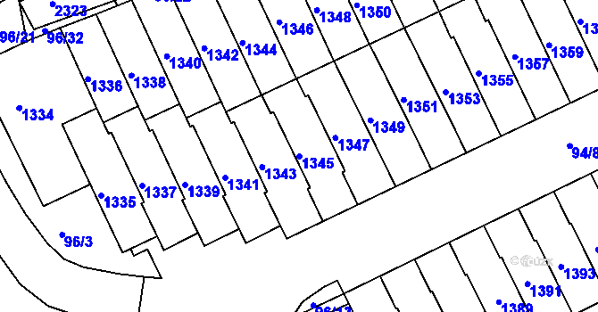 Parcela st. 1345 v KÚ Kohoutovice, Katastrální mapa