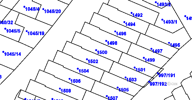 Parcela st. 1500 v KÚ Kohoutovice, Katastrální mapa