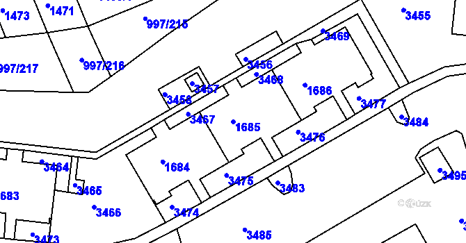 Parcela st. 1685 v KÚ Kohoutovice, Katastrální mapa