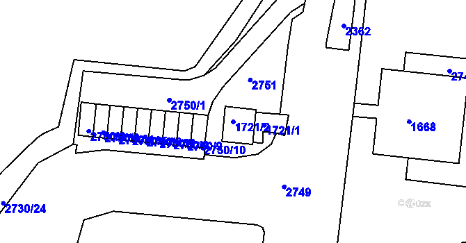 Parcela st. 1721/2 v KÚ Kohoutovice, Katastrální mapa