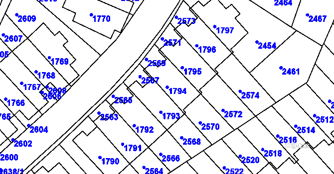 Parcela st. 1794 v KÚ Kohoutovice, Katastrální mapa