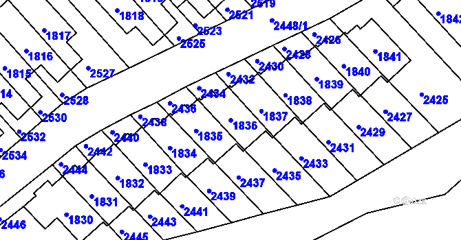 Parcela st. 1836 v KÚ Kohoutovice, Katastrální mapa