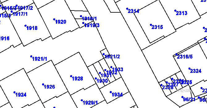 Parcela st. 1921/2 v KÚ Kohoutovice, Katastrální mapa