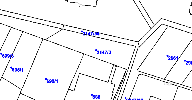 Parcela st. 2147/3 v KÚ Kohoutovice, Katastrální mapa