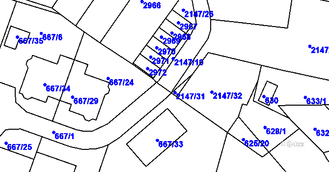 Parcela st. 2147/9 v KÚ Kohoutovice, Katastrální mapa