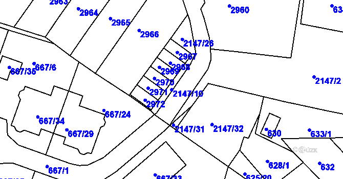 Parcela st. 2147/10 v KÚ Kohoutovice, Katastrální mapa