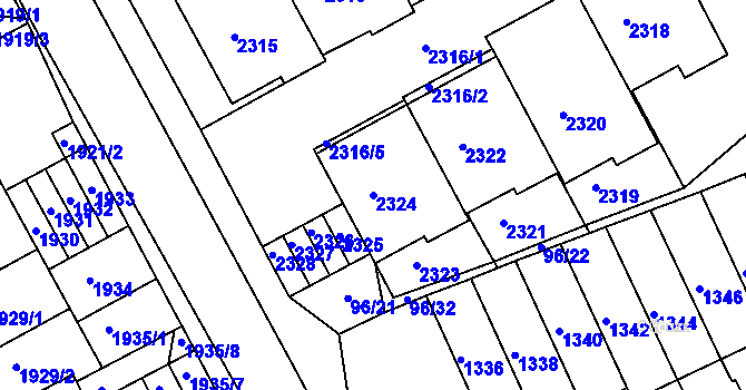 Parcela st. 2324 v KÚ Kohoutovice, Katastrální mapa
