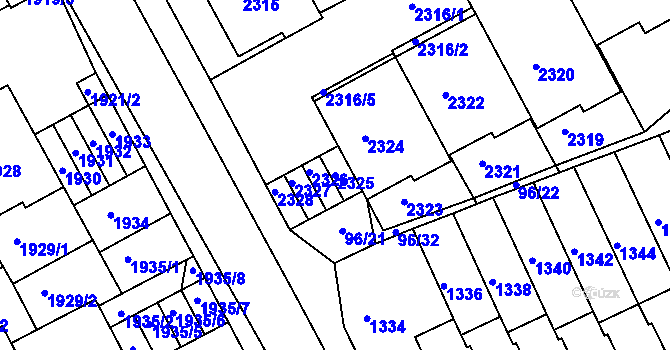 Parcela st. 2325 v KÚ Kohoutovice, Katastrální mapa