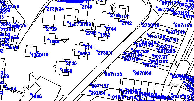 Parcela st. 2730/1 v KÚ Kohoutovice, Katastrální mapa