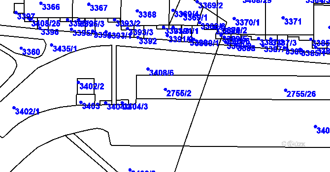 Parcela st. 2755/3 v KÚ Kohoutovice, Katastrální mapa