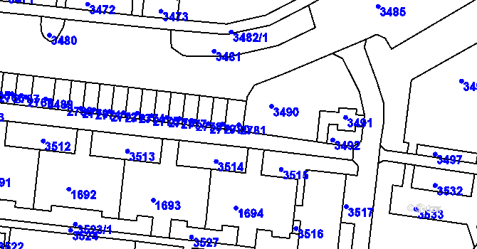 Parcela st. 2781 v KÚ Kohoutovice, Katastrální mapa