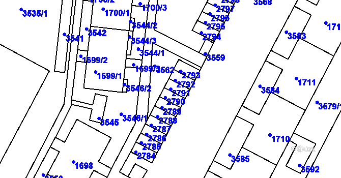 Parcela st. 2791 v KÚ Kohoutovice, Katastrální mapa