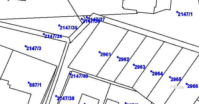 Parcela st. 2961 v KÚ Kohoutovice, Katastrální mapa