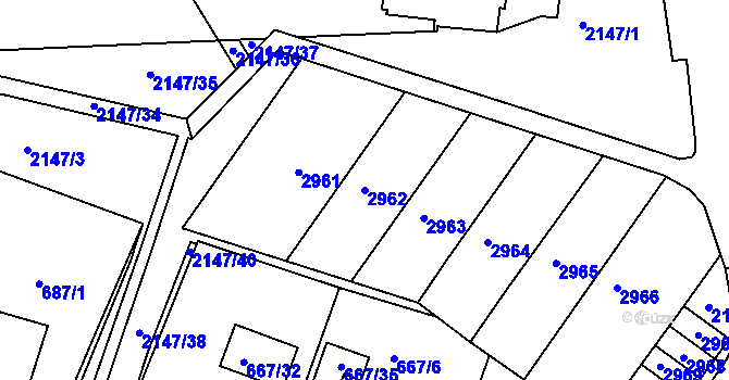 Parcela st. 2962 v KÚ Kohoutovice, Katastrální mapa