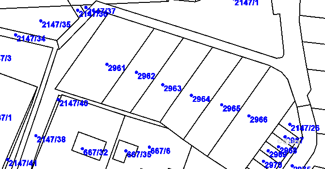 Parcela st. 2963 v KÚ Kohoutovice, Katastrální mapa