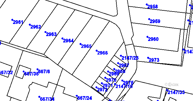 Parcela st. 2966 v KÚ Kohoutovice, Katastrální mapa