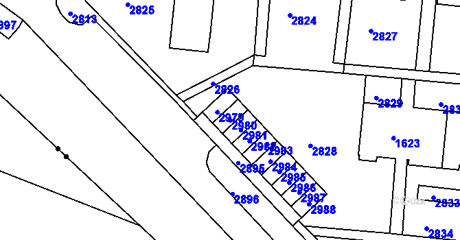 Parcela st. 2980 v KÚ Kohoutovice, Katastrální mapa
