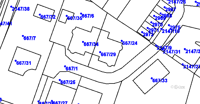 Parcela st. 667/29 v KÚ Kohoutovice, Katastrální mapa