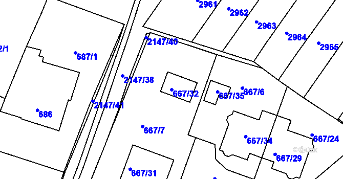Parcela st. 667/32 v KÚ Kohoutovice, Katastrální mapa