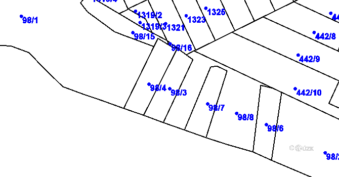 Parcela st. 98/3 v KÚ Kohoutovice, Katastrální mapa