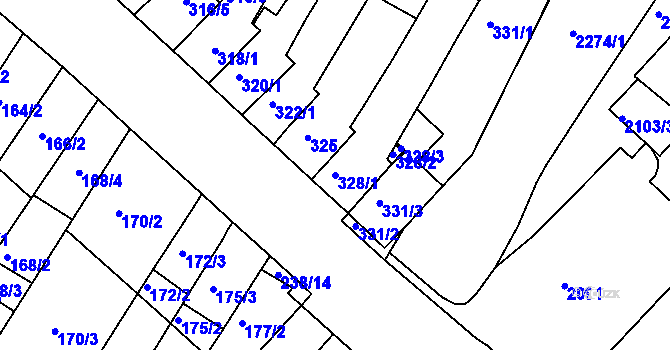 Parcela st. 328/1 v KÚ Kohoutovice, Katastrální mapa