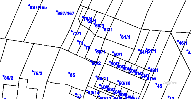 Parcela st. 66/1 v KÚ Kohoutovice, Katastrální mapa