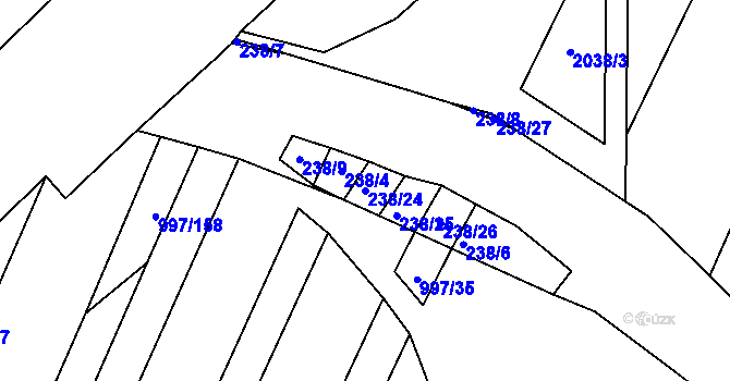Parcela st. 238/24 v KÚ Kohoutovice, Katastrální mapa