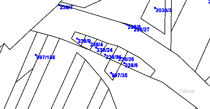 Parcela st. 238/25 v KÚ Kohoutovice, Katastrální mapa