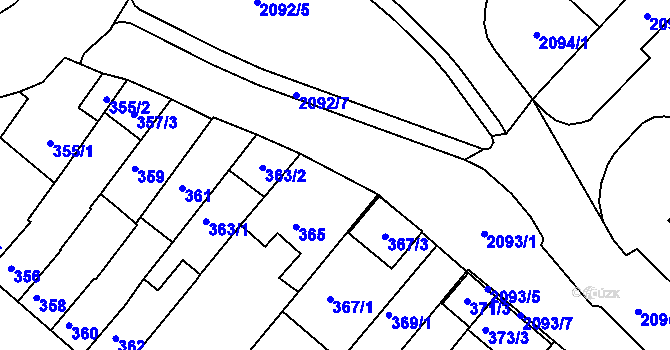 Parcela st. 2093/2 v KÚ Kohoutovice, Katastrální mapa