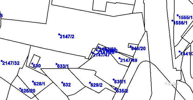 Parcela st. 2147/25 v KÚ Kohoutovice, Katastrální mapa