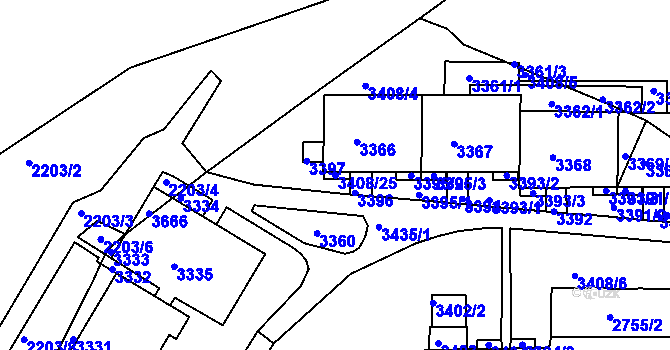 Parcela st. 3408/25 v KÚ Kohoutovice, Katastrální mapa