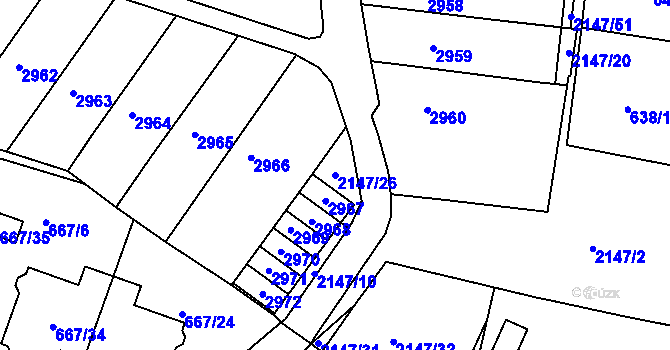 Parcela st. 2147/26 v KÚ Kohoutovice, Katastrální mapa