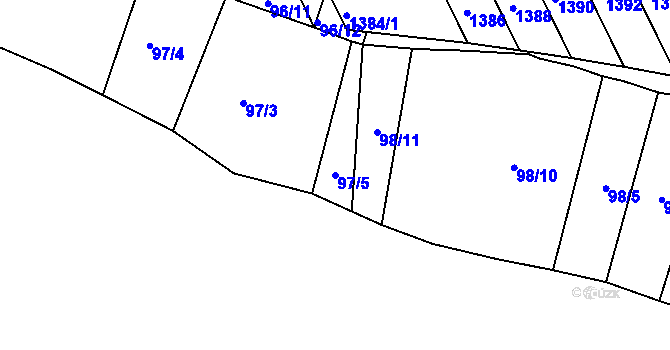 Parcela st. 97/5 v KÚ Kohoutovice, Katastrální mapa