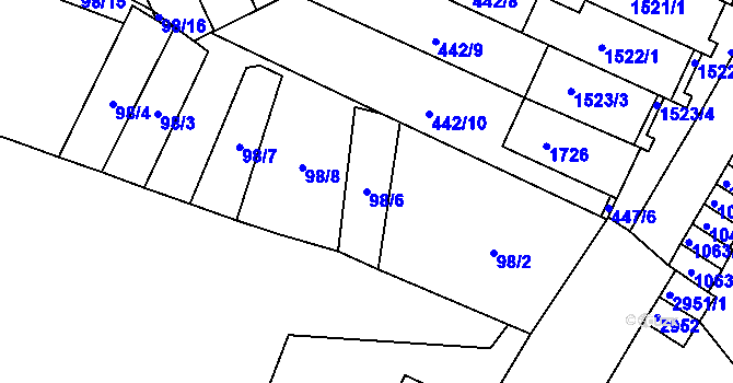 Parcela st. 98/6 v KÚ Kohoutovice, Katastrální mapa