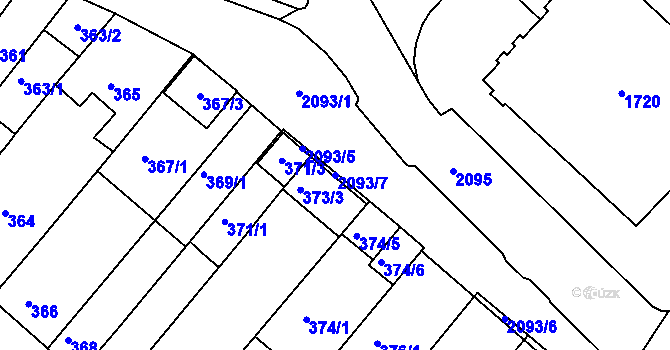 Parcela st. 2093/7 v KÚ Kohoutovice, Katastrální mapa