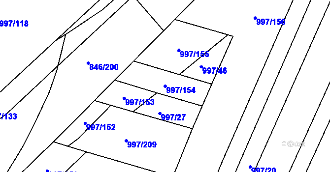 Parcela st. 997/154 v KÚ Kohoutovice, Katastrální mapa