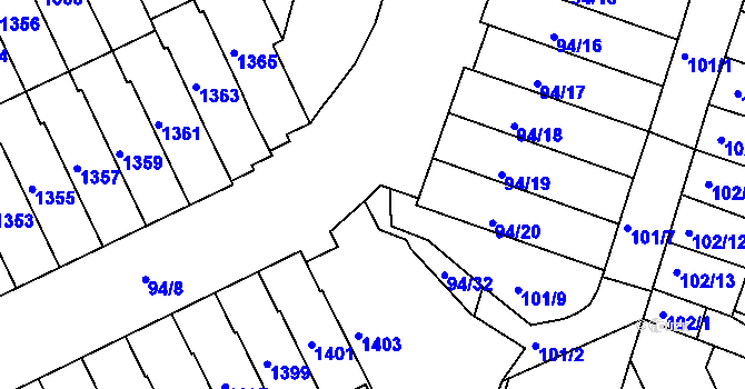Parcela st. 94/31 v KÚ Kohoutovice, Katastrální mapa
