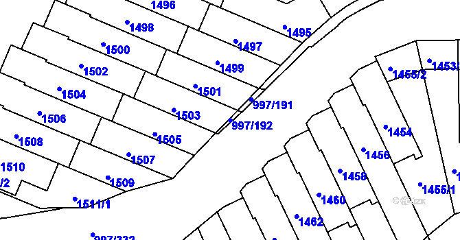 Parcela st. 997/192 v KÚ Kohoutovice, Katastrální mapa