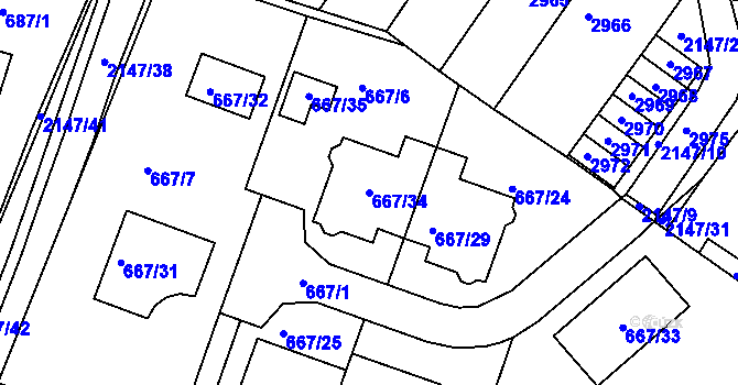 Parcela st. 667/34 v KÚ Kohoutovice, Katastrální mapa