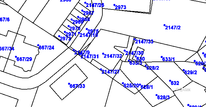 Parcela st. 2147/32 v KÚ Kohoutovice, Katastrální mapa