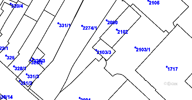 Parcela st. 2103/3 v KÚ Kohoutovice, Katastrální mapa