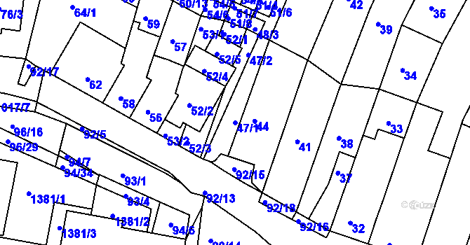 Parcela st. 47/1 v KÚ Kohoutovice, Katastrální mapa
