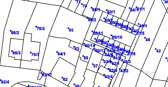 Parcela st. 60/14 v KÚ Kohoutovice, Katastrální mapa