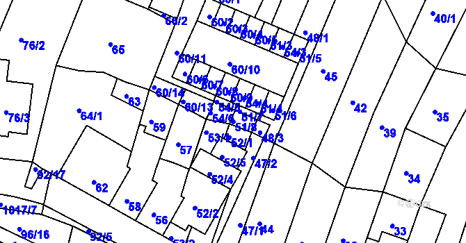 Parcela st. 51/8 v KÚ Kohoutovice, Katastrální mapa