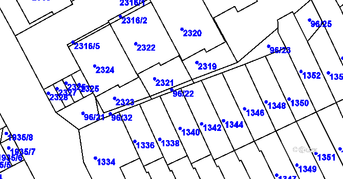 Parcela st. 96/22 v KÚ Kohoutovice, Katastrální mapa