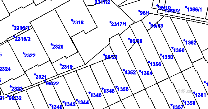 Parcela st. 96/23 v KÚ Kohoutovice, Katastrální mapa