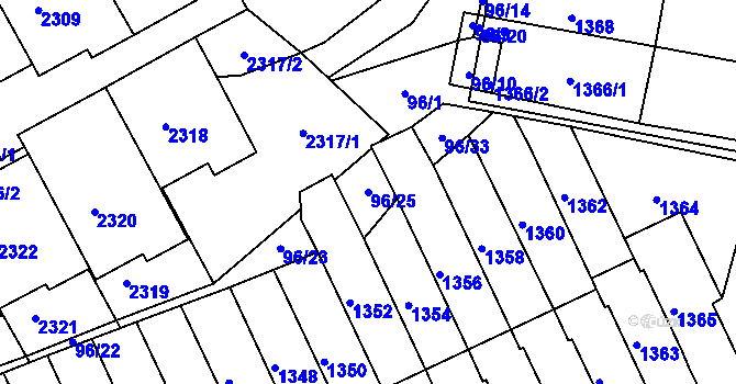 Parcela st. 96/25 v KÚ Kohoutovice, Katastrální mapa