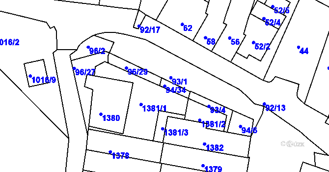 Parcela st. 94/34 v KÚ Kohoutovice, Katastrální mapa